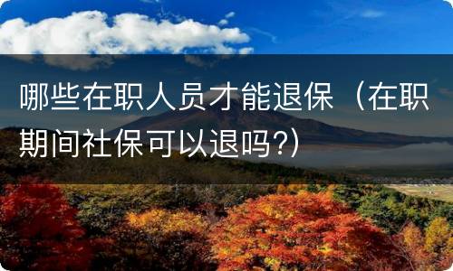 哪些在职人员才能退保（在职期间社保可以退吗?）