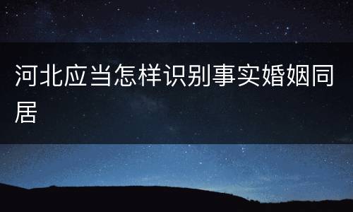 河北应当怎样识别事实婚姻同居