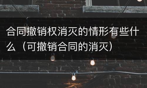合同撤销权消灭的情形有些什么（可撤销合同的消灭）