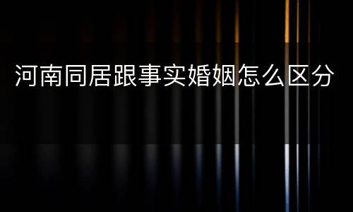 河南同居跟事实婚姻怎么区分