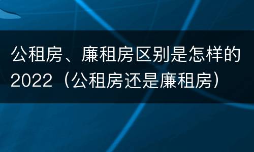 公租房、廉租房区别是怎样的2022（公租房还是廉租房）