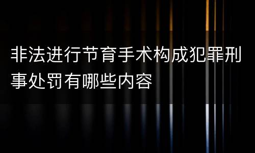 非法进行节育手术构成犯罪刑事处罚有哪些内容