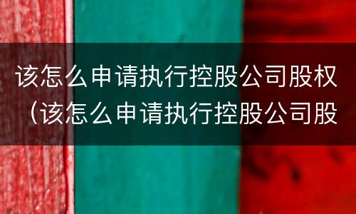 该怎么申请执行控股公司股权（该怎么申请执行控股公司股权转让）