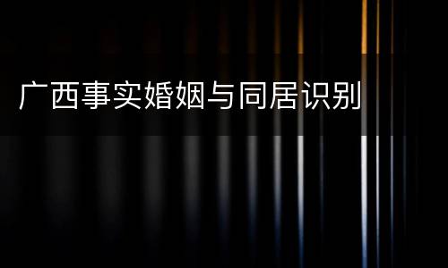广西事实婚姻与同居识别