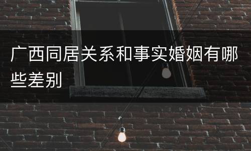 广西同居关系和事实婚姻有哪些差别