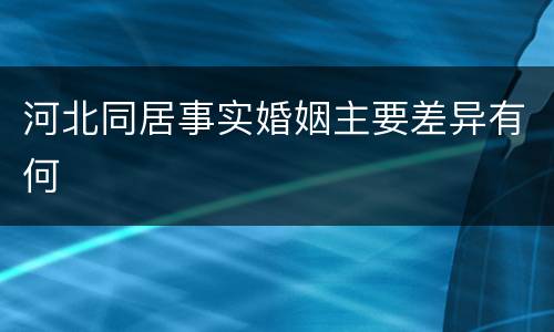 河北同居事实婚姻主要差异有何