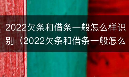2022欠条和借条一般怎么样识别（2022欠条和借条一般怎么样识别呢）