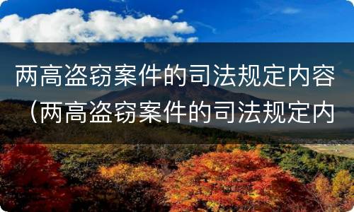 两高盗窃案件的司法规定内容（两高盗窃案件的司法规定内容是什么）