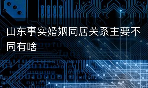 山东事实婚姻同居关系主要不同有啥