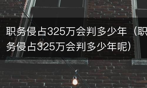 职务侵占325万会判多少年（职务侵占325万会判多少年呢）