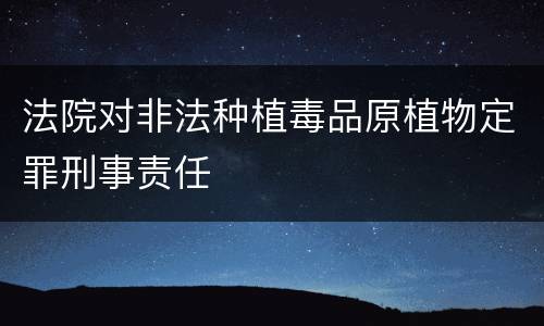 法院对非法种植毒品原植物定罪刑事责任
