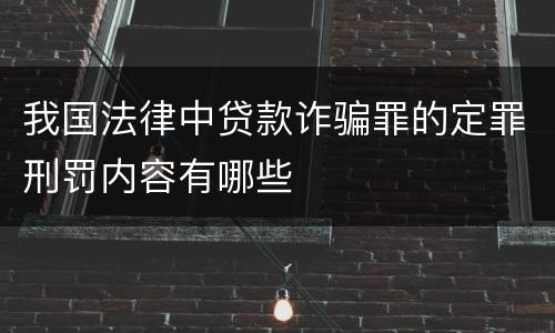 我国法律中贷款诈骗罪的定罪刑罚内容有哪些