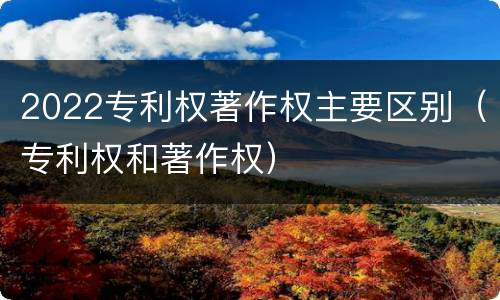 2022专利权著作权主要区别（专利权和著作权）
