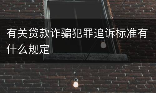 有关贷款诈骗犯罪追诉标准有什么规定