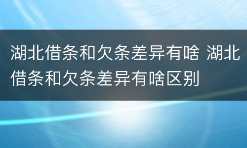 湖北借条和欠条差异有啥 湖北借条和欠条差异有啥区别