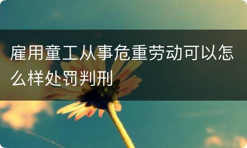 雇用童工从事危重劳动可以怎么样处罚判刑