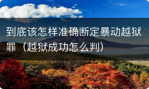 到底该怎样准确断定暴动越狱罪（越狱成功怎么判）