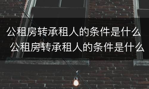 公租房转承租人的条件是什么 公租房转承租人的条件是什么呢