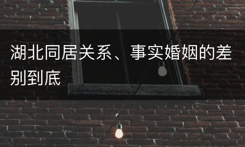 湖北同居关系、事实婚姻的差别到底