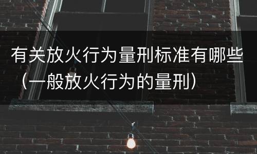 有关放火行为量刑标准有哪些（一般放火行为的量刑）