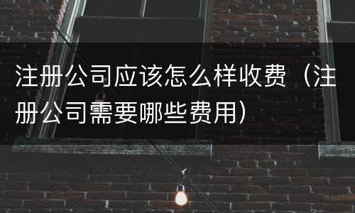 注册公司应该怎么样收费（注册公司需要哪些费用）