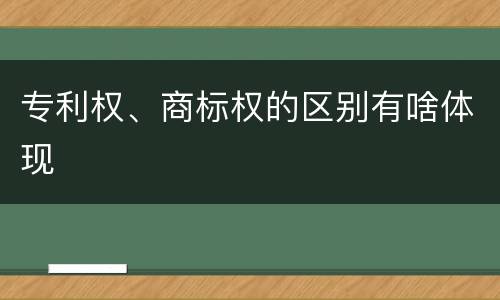 专利权、商标权的区别有啥体现
