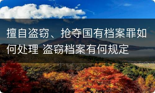 擅自盗窃、抢夺国有档案罪如何处理 盗窃档案有何规定