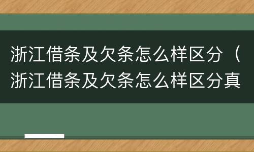 浙江借条及欠条怎么样区分（浙江借条及欠条怎么样区分真伪）