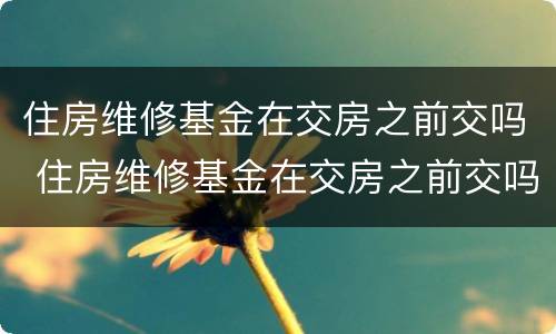 住房维修基金在交房之前交吗 住房维修基金在交房之前交吗怎么交