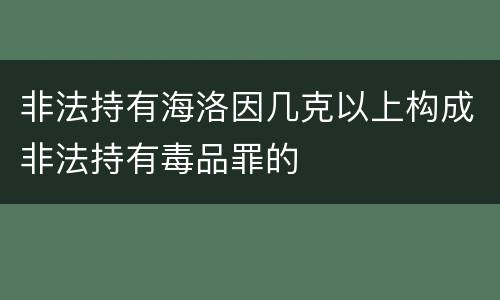 非法持有海洛因几克以上构成非法持有毒品罪的