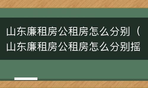 山东廉租房公租房怎么分别（山东廉租房公租房怎么分别摇号）