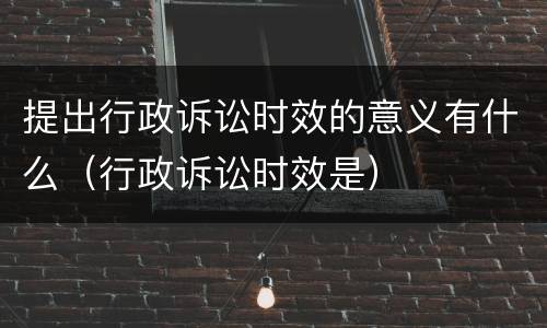 提出行政诉讼时效的意义有什么（行政诉讼时效是）
