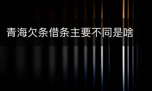 青海欠条借条主要不同是啥