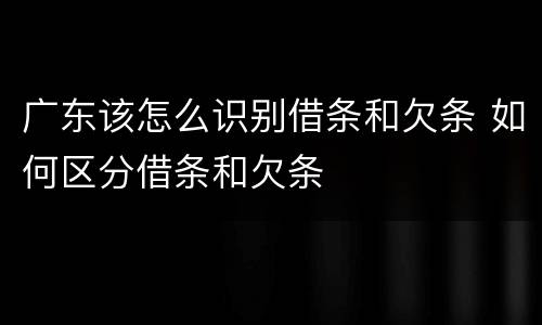 广东该怎么识别借条和欠条 如何区分借条和欠条