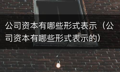公司资本有哪些形式表示（公司资本有哪些形式表示的）