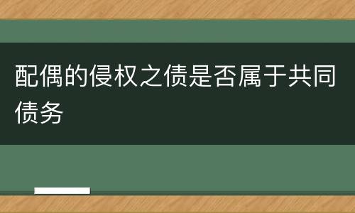 配偶的侵权之债是否属于共同债务