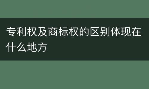 专利权及商标权的区别体现在什么地方