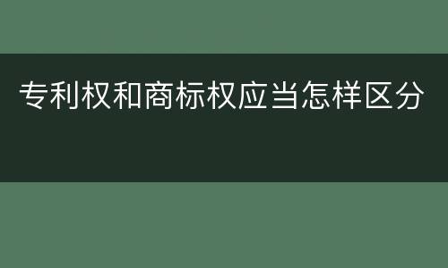 专利权和商标权应当怎样区分