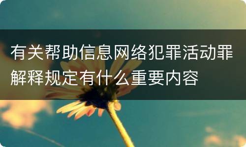 有关帮助信息网络犯罪活动罪解释规定有什么重要内容