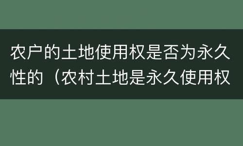农户的土地使用权是否为永久性的（农村土地是永久使用权吗）