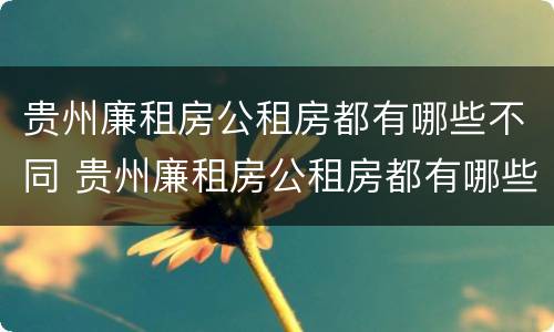 贵州廉租房公租房都有哪些不同 贵州廉租房公租房都有哪些不同的地方