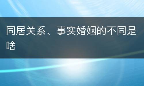 同居关系、事实婚姻的不同是啥