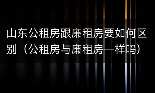 山东公租房跟廉租房要如何区别（公租房与廉租房一样吗）