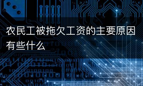 农民工被拖欠工资的主要原因有些什么