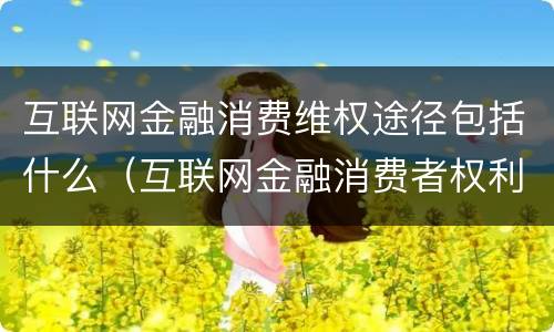 互联网金融消费维权途径包括什么（互联网金融消费者权利有哪些）