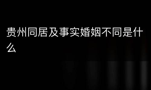 贵州同居及事实婚姻不同是什么