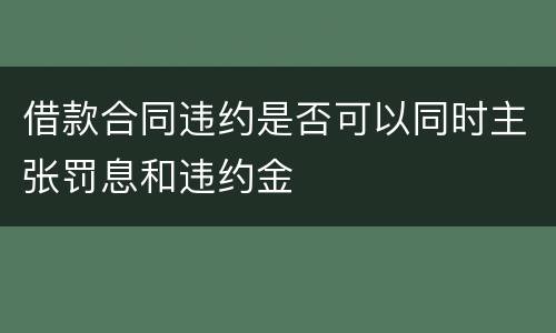 借款合同违约是否可以同时主张罚息和违约金