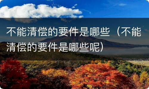 不能清偿的要件是哪些（不能清偿的要件是哪些呢）