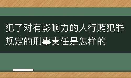 犯了对有影响力的人行贿犯罪规定的刑事责任是怎样的
