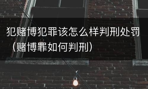 犯赌博犯罪该怎么样判刑处罚（赌博罪如何判刑）